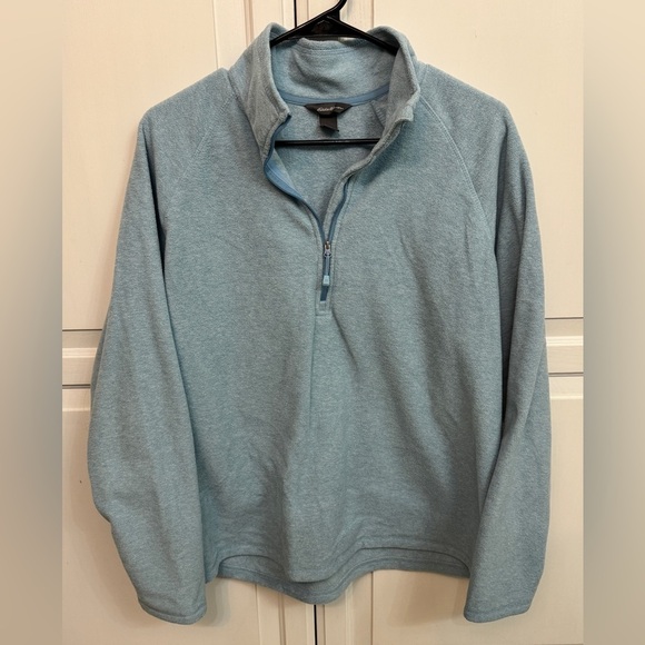 Eddie Bauer Women's Light Blue 1/4 Zip Neck Sweater Fleece Size XL - Picture 1 of 5